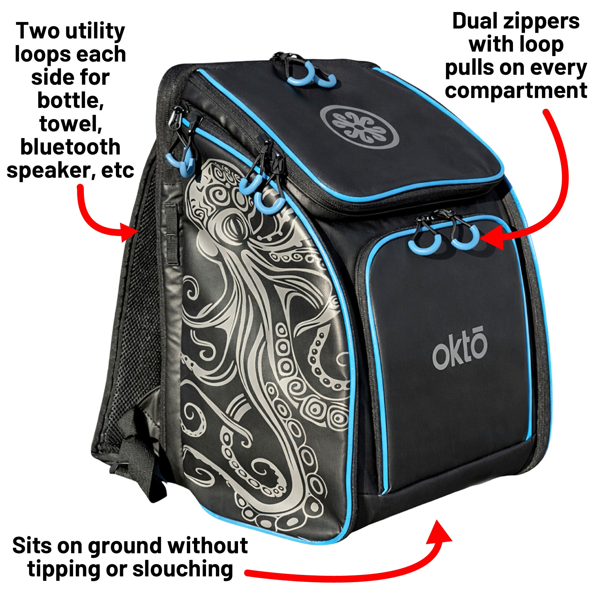 oktō Rec Lite Pickleball, Tennis & Squash Backpack | 42.5L Court Bag