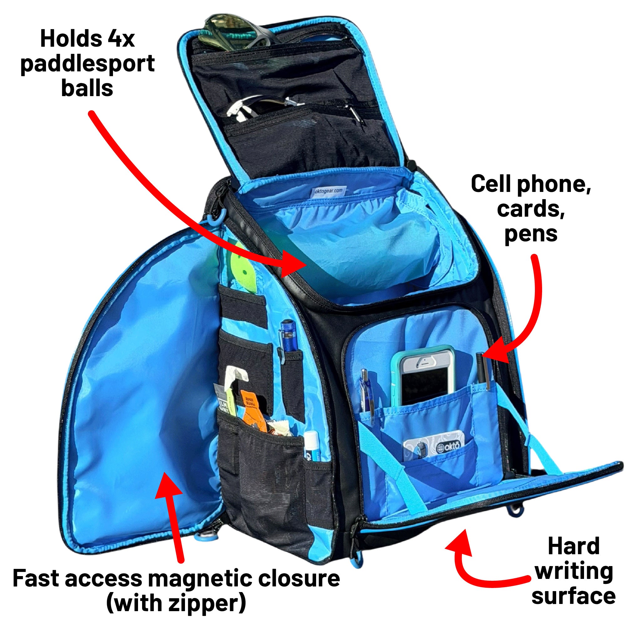 oktō Rec Lite Pickleball, Tennis & Squash Backpack | 42.5L Court Bag
